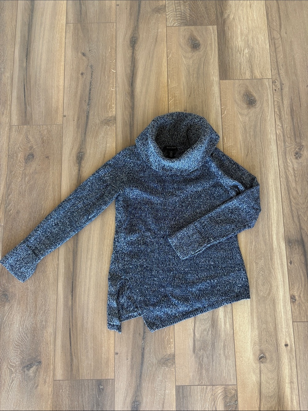 White House Black Market Blue Marled Cowl Neck Sweater